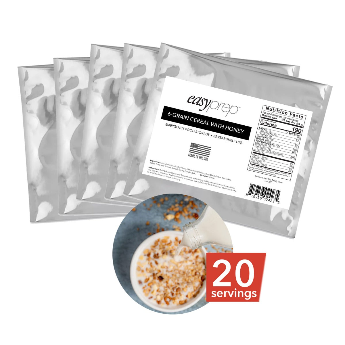 EasyPrep 6-Grain Cereal with Honey 5-Pack Pouch